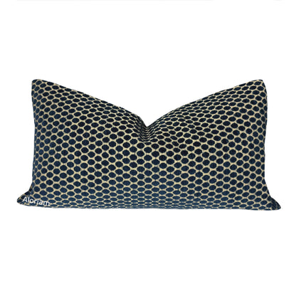 Finley Navy Blue Beige Textured Dots Pillow Cover
