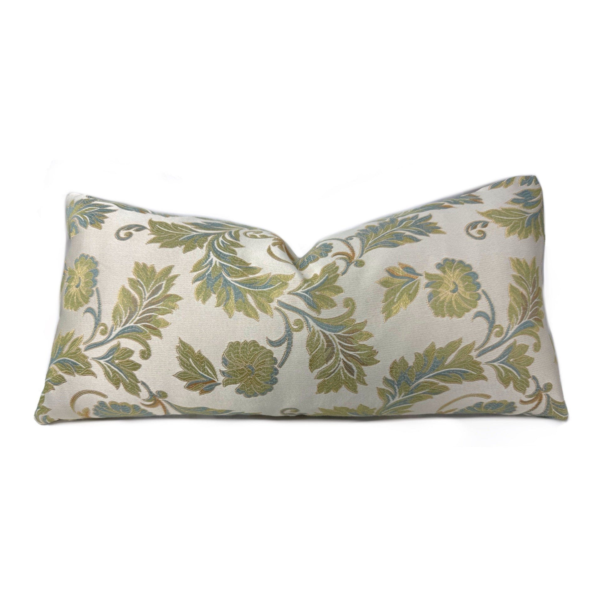  Ecru Gold Green Blue Brown Floral Pillow Cover by Aloriam