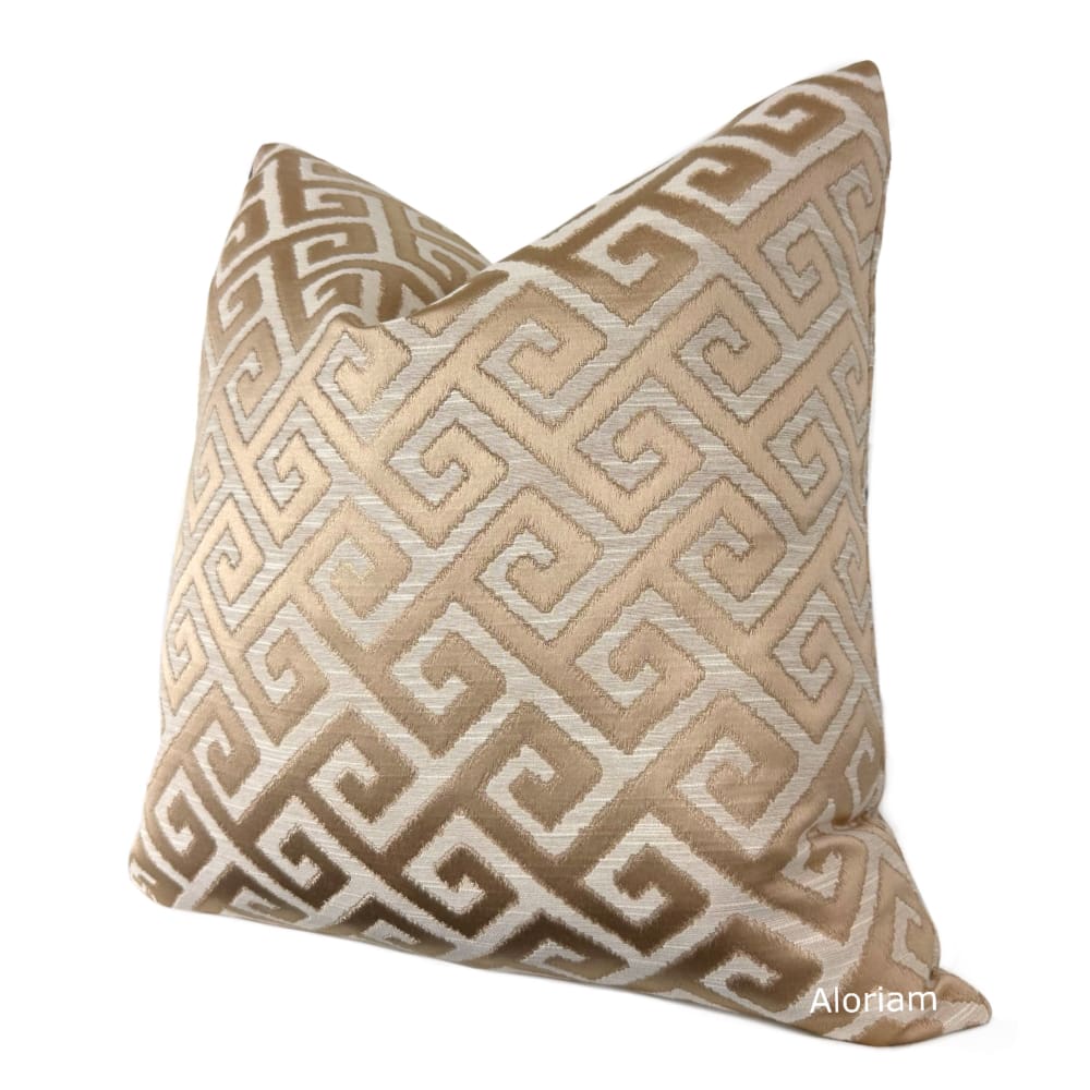 Apollo II Light Cafe Brown Greek Key Pillow Cover - Aloriam