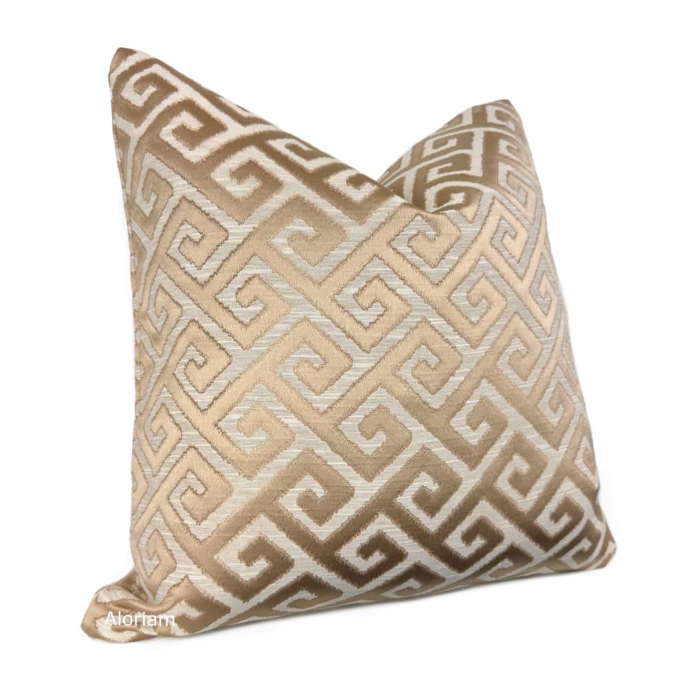 Apollo II Light Cafe Brown Greek Key Pillow Cover - Aloriam