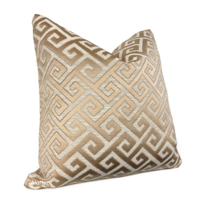 Apollo II Light Cafe Brown Greek Key Pillow Cover - Aloriam