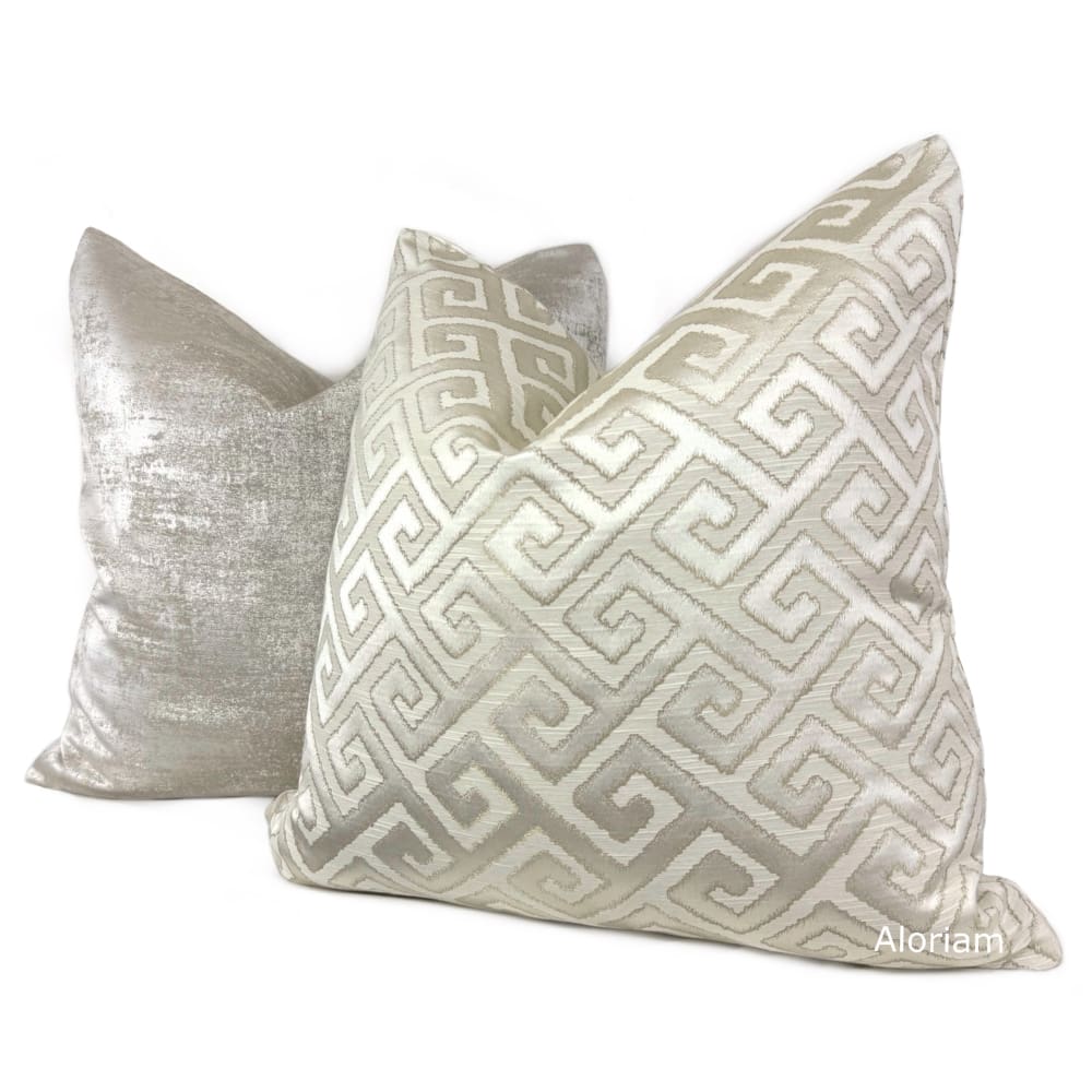 Apollo III Pearl Greek Key Pillow Cover - Aloriam