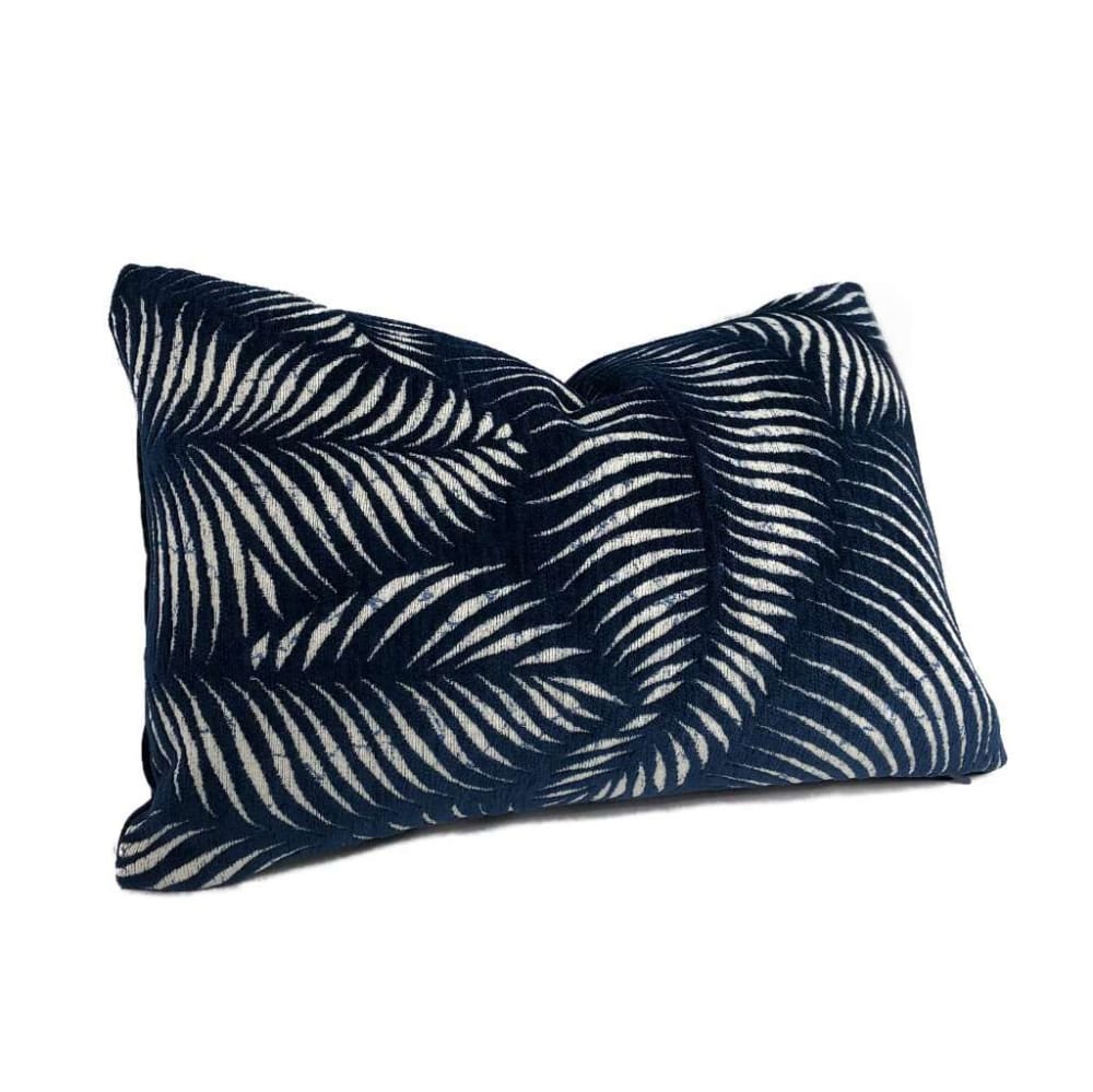 Arcadia Navy Blue Botanical Ferns Chenille Pillow Cover Cushion Pillow Case Euro Sham 16x16 18x18 20x20 22x22 24x24 26x26 28x28 Lumbar Pillow 12x18 12x20 12x24 14x20 16x26 by Aloriam