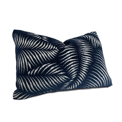 Arcadia Navy Blue Botanical Ferns Chenille Pillow Cover Cushion Pillow Case Euro Sham 16x16 18x18 20x20 22x22 24x24 26x26 28x28 Lumbar Pillow 12x18 12x20 12x24 14x20 16x26 by Aloriam