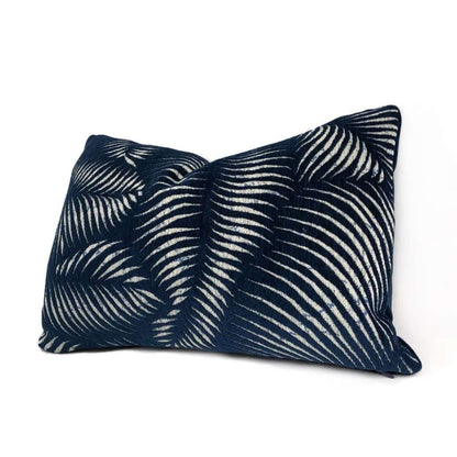 Arcadia Navy Blue Botanical Ferns Chenille Pillow Cover Cushion Pillow Case Euro Sham 16x16 18x18 20x20 22x22 24x24 26x26 28x28 Lumbar Pillow 12x18 12x20 12x24 14x20 16x26 by Aloriam