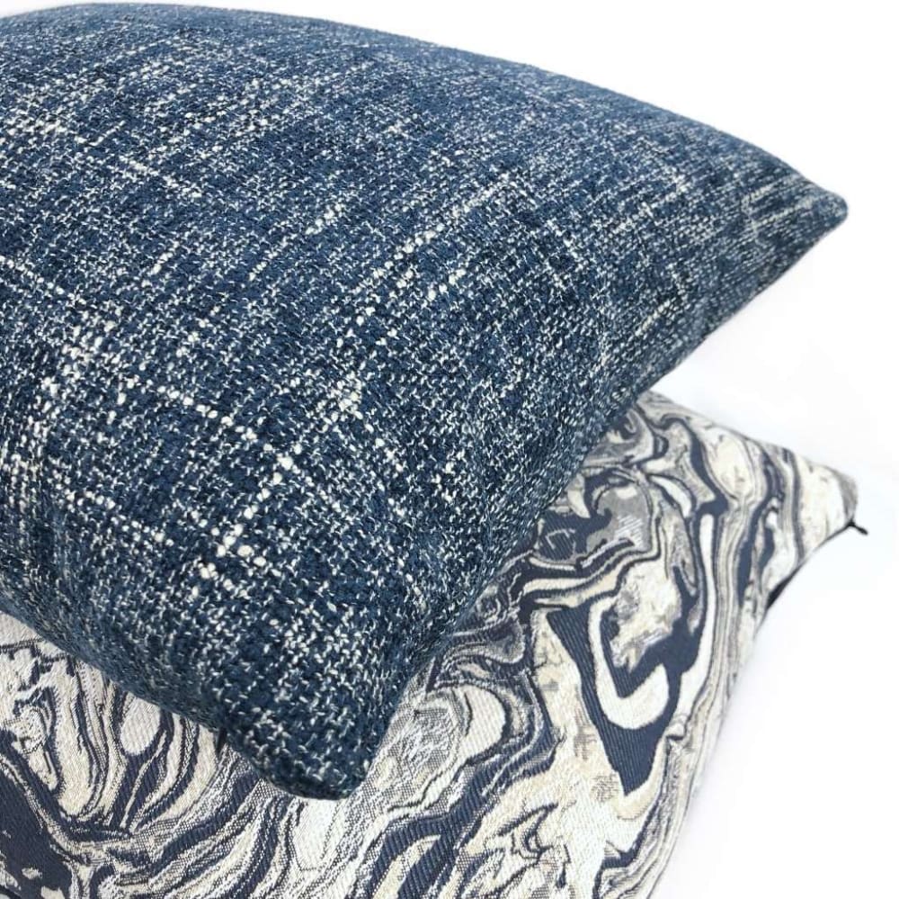 Bailey Ocean Blue Tweed Textured Pillow Cover - Aloriam