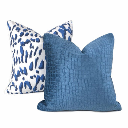 Brenner Blue & White Leopard Print Pillow Cover - Aloriam