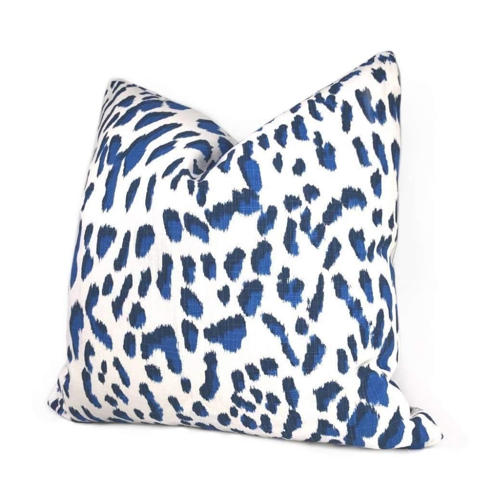 Brenner Blue & White Leopard Print Pillow Cover Cushion Pillow Case Euro Sham 16x16 18x18 20x20 22x22 24x24 26x26 28x28 Lumbar Pillow 12x18 12x20 12x24 14x20 16x26 by Aloriam