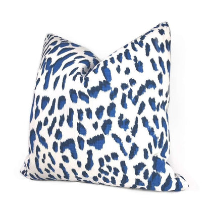 Brenner Blue & White Leopard Print Pillow Cover Cushion Pillow Case Euro Sham 16x16 18x18 20x20 22x22 24x24 26x26 28x28 Lumbar Pillow 12x18 12x20 12x24 14x20 16x26 by Aloriam