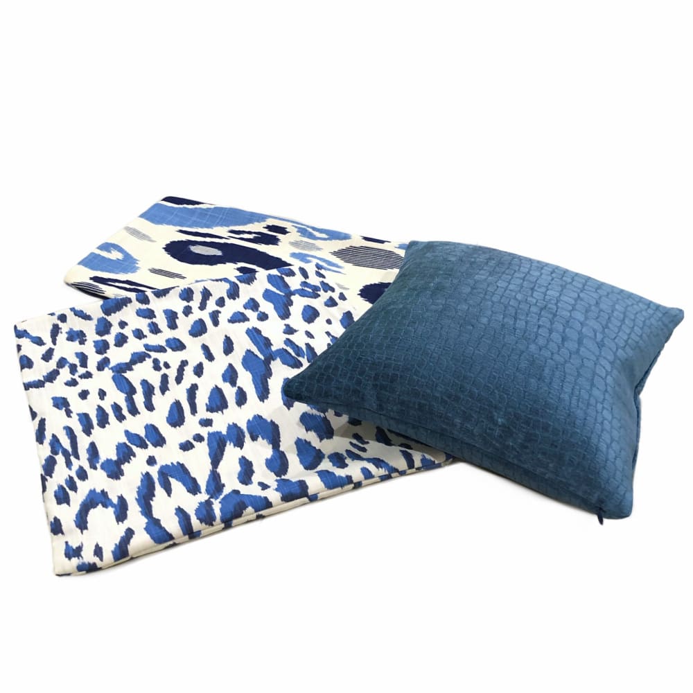 Brenner Blue & White Leopard Print Pillow Cover - Aloriam