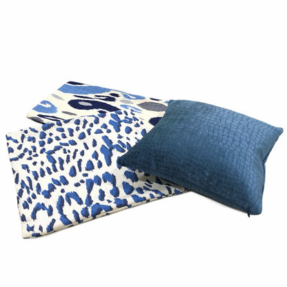 Brenner Blue & White Leopard Print Pillow Cover - Aloriam