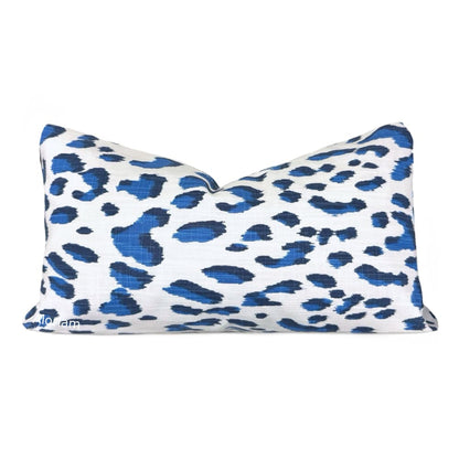 Brenner Blue & White Leopard Print Pillow Cover - Aloriam