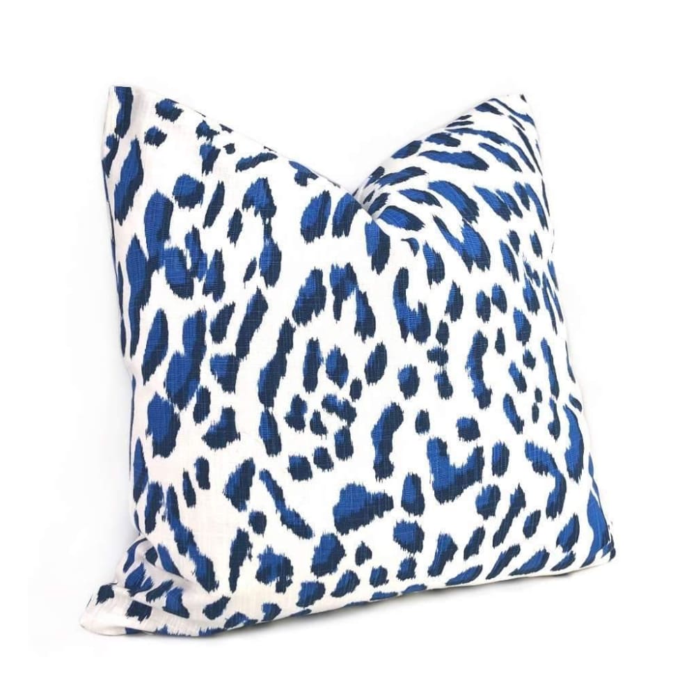 Brenner Blue & White Leopard Print Pillow Cover Cushion Pillow Case Euro Sham 16x16 18x18 20x20 22x22 24x24 26x26 28x28 Lumbar Pillow 12x18 12x20 12x24 14x20 16x26 by Aloriam