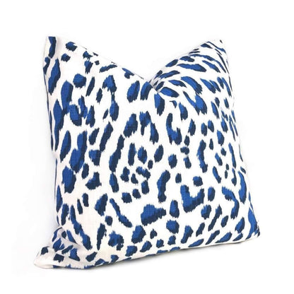 Brenner Blue & White Leopard Print Pillow Cover Cushion Pillow Case Euro Sham 16x16 18x18 20x20 22x22 24x24 26x26 28x28 Lumbar Pillow 12x18 12x20 12x24 14x20 16x26 by Aloriam