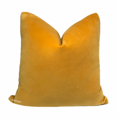 Brunswick Turmeric Gold Cotton Velvet Pillow Cover - Aloriam