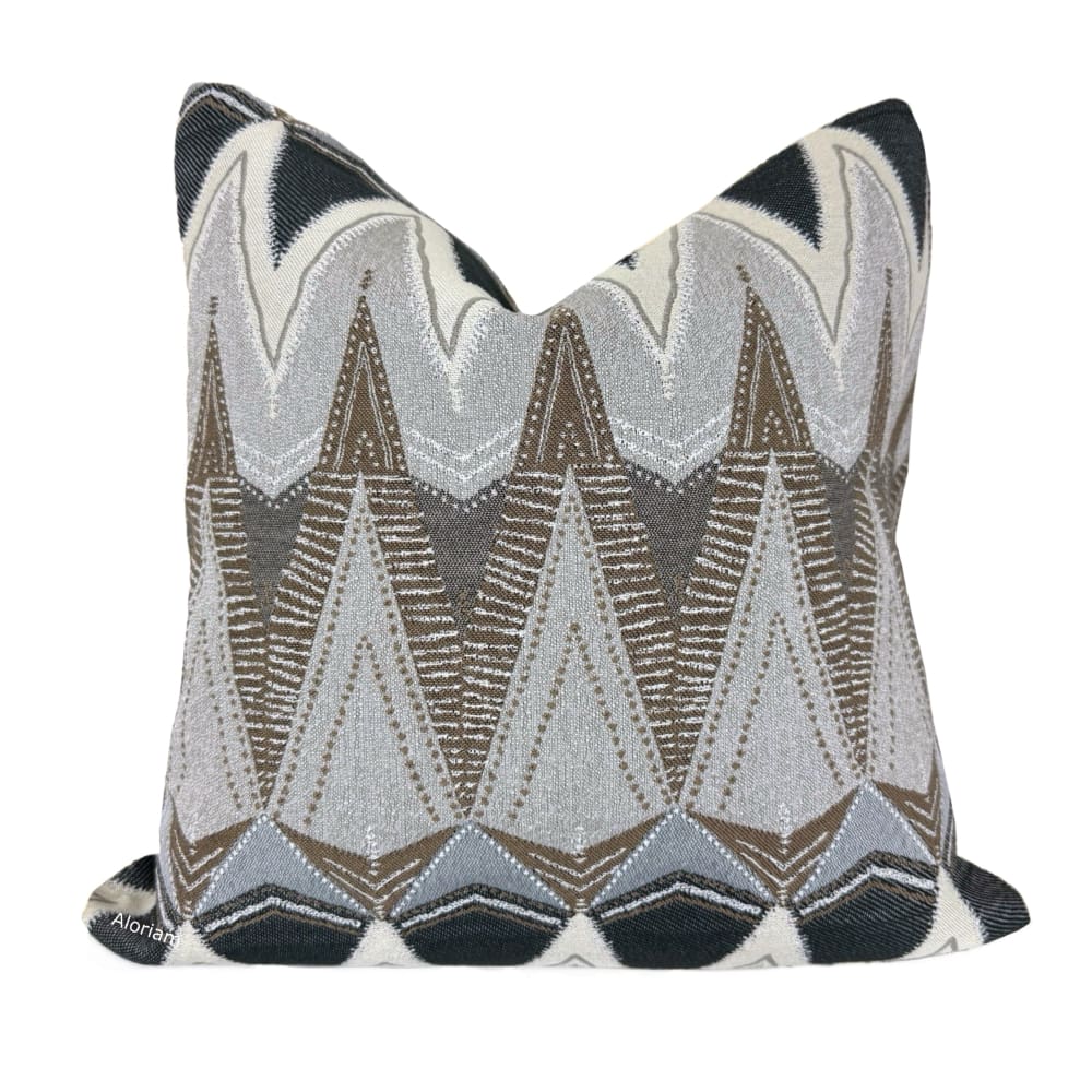 Bryce Gray Brown Charcoal Chevron Pillow Cover - Aloriam