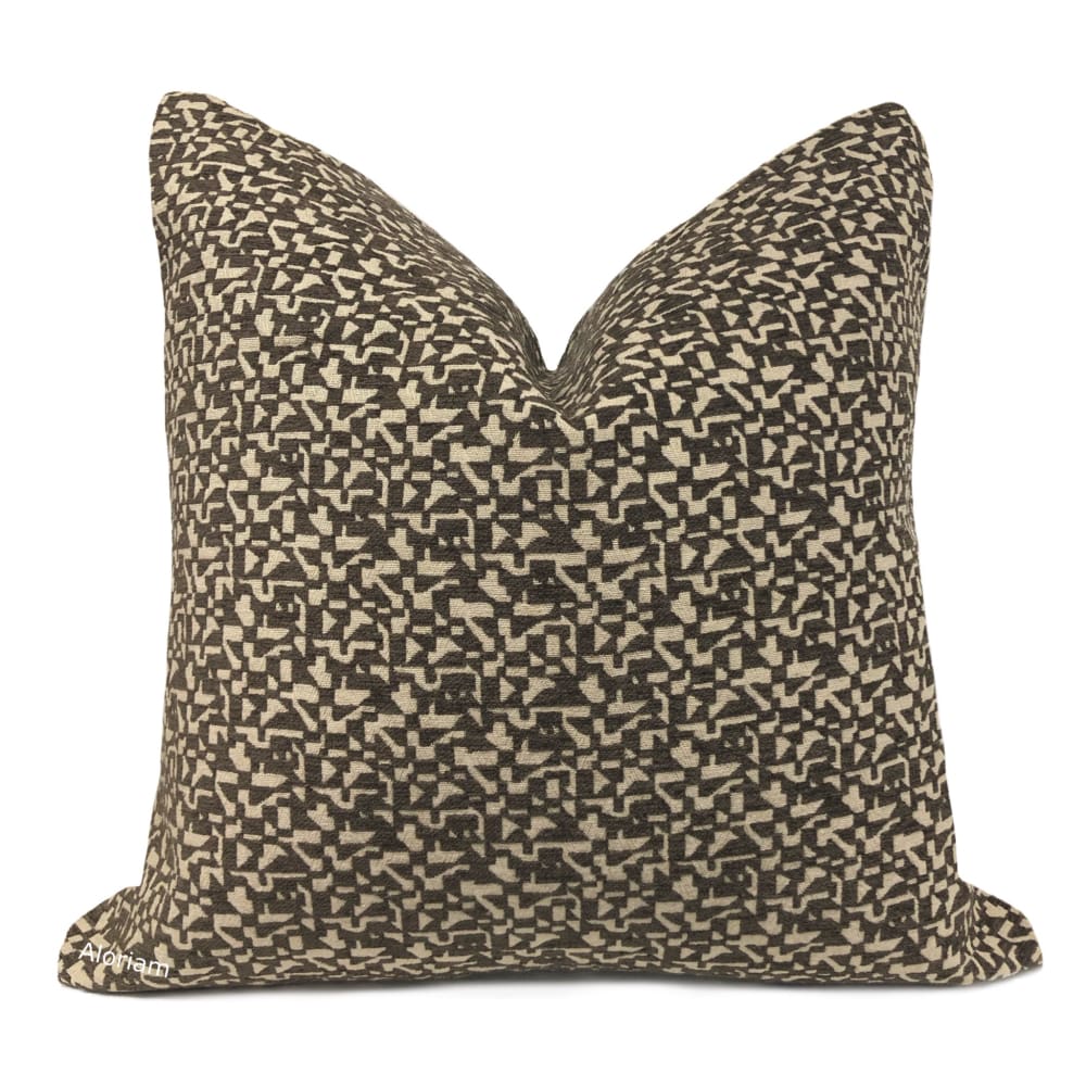 Buchanan Brown Beige Mosaic Chenille Pillow Cover - Aloriam
