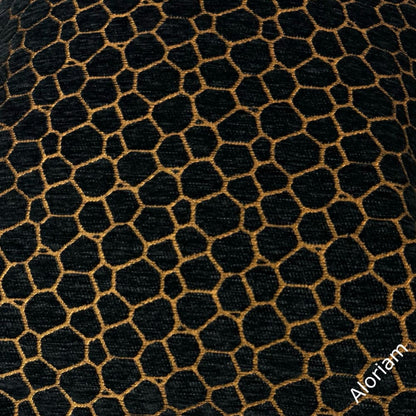 Carrick Black Copper Modern Geometric Chenille Pillow Cover - Aloriam