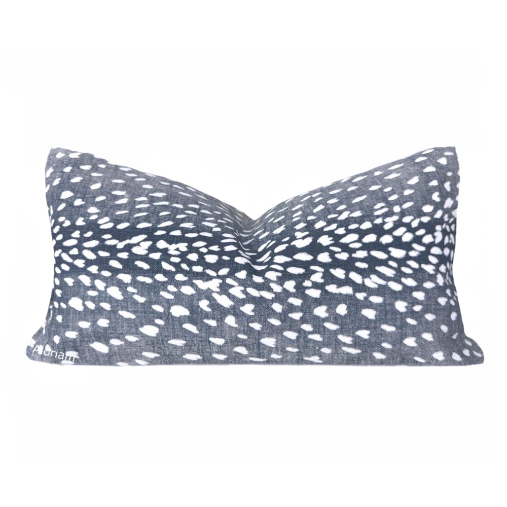 Cervidae Navy Blue White Deer Hide Animal Print Pillow Cover - Aloriam
