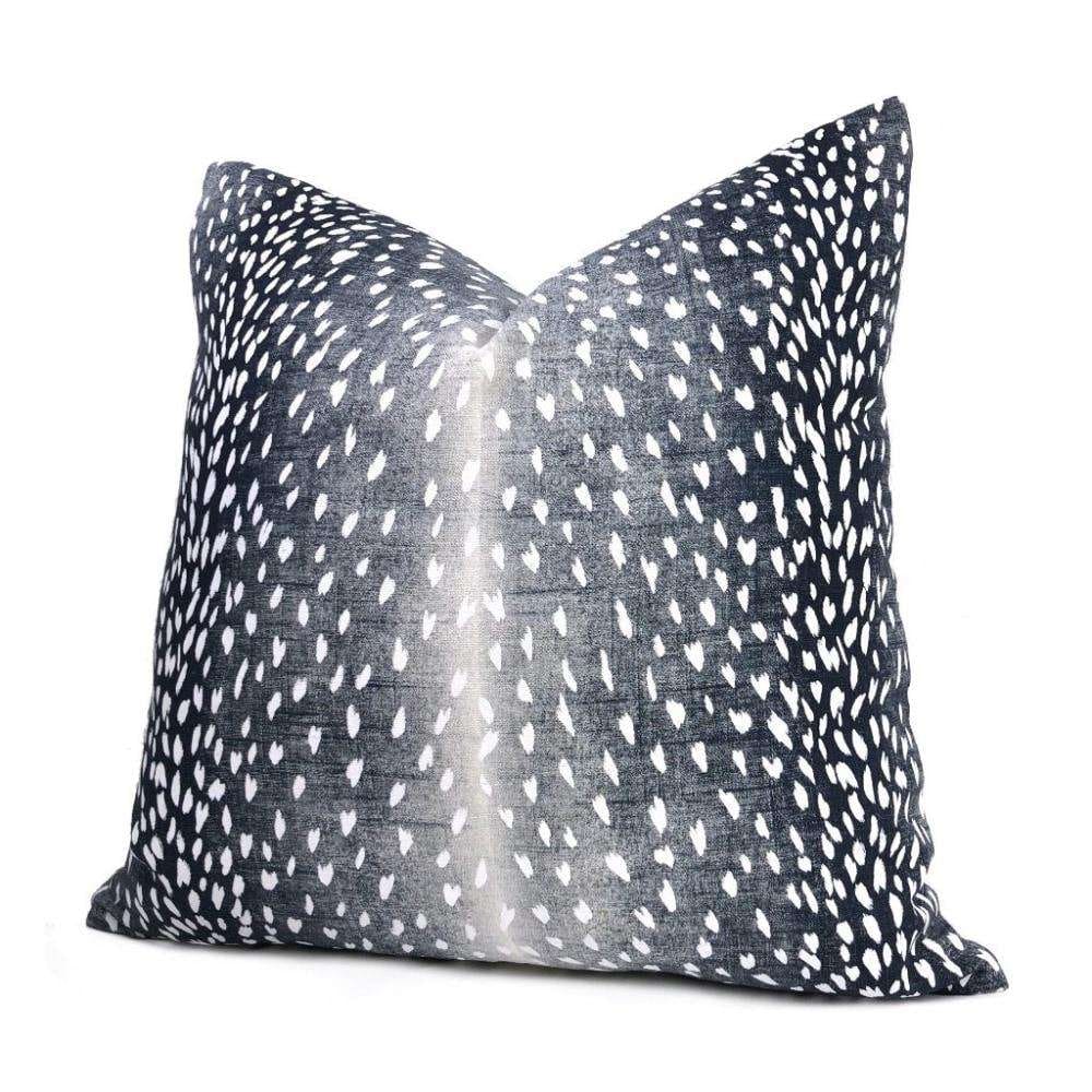 Cervidae Navy Blue White Deer Hide Animal Print Pillow Cover - Aloriam