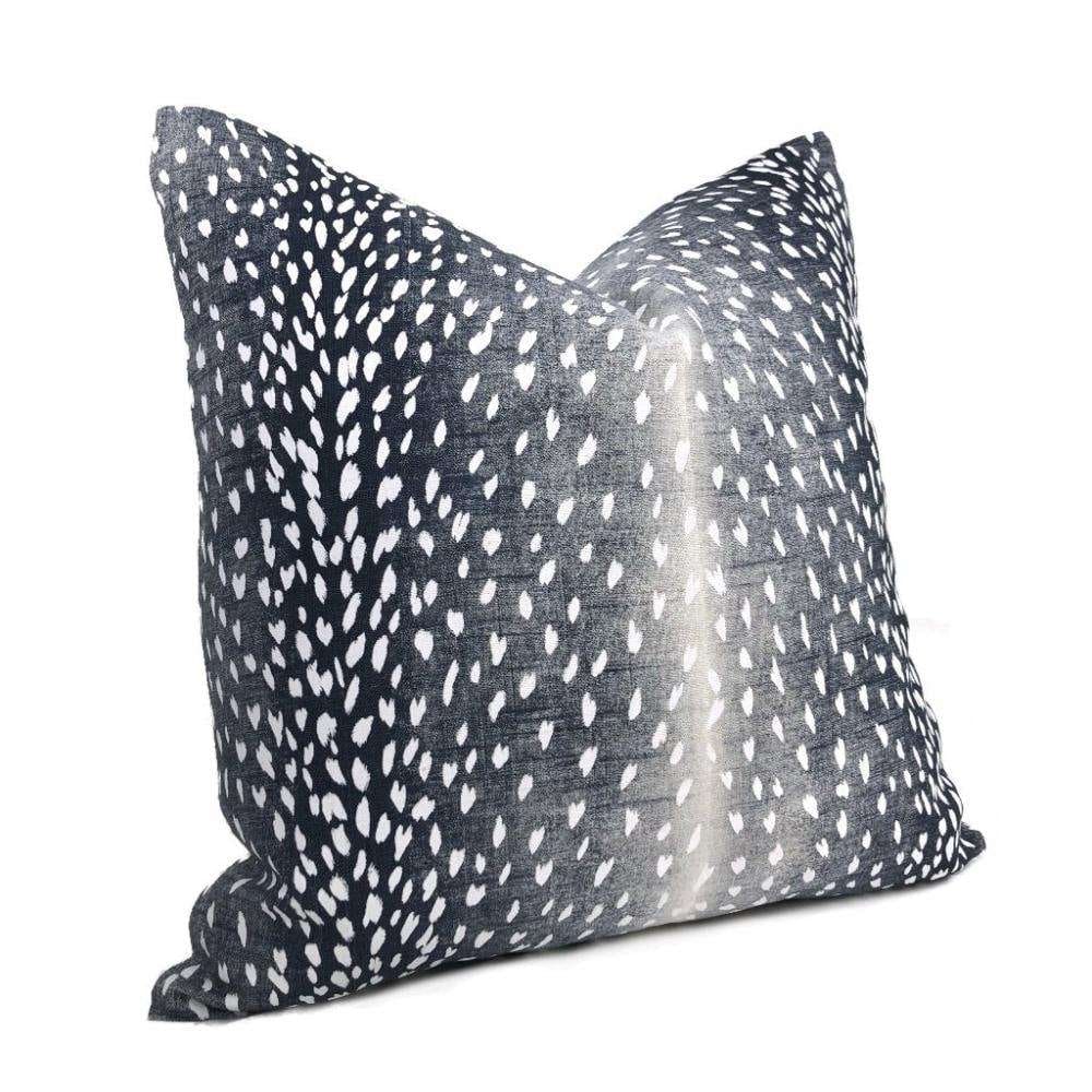 Cervidae Navy Blue White Deer Hide Animal Print Pillow Cover - Aloriam