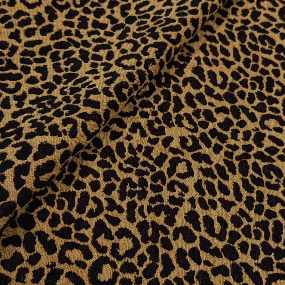 Classic Gold & Black Leopard Spots Chenille Pillow Cover - Aloriam