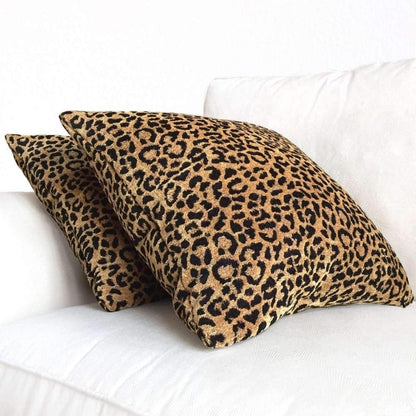 Classic Gold & Black Leopard Spots Chenille Pillow Cover - Aloriam