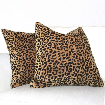 Classic Gold & Black Leopard Spots Chenille Pillow Cover - Aloriam