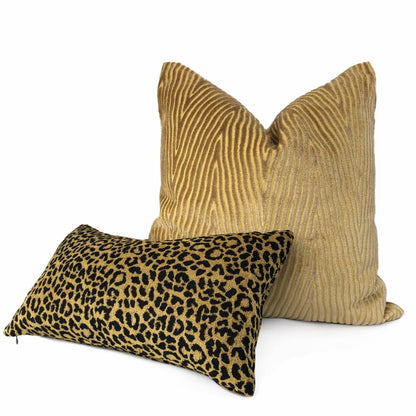 Classic Gold & Black Leopard Spots Chenille Pillow Cover - Aloriam