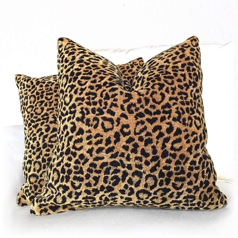Classic Gold & Black Leopard Spots Chenille Pillow Cover - Aloriam