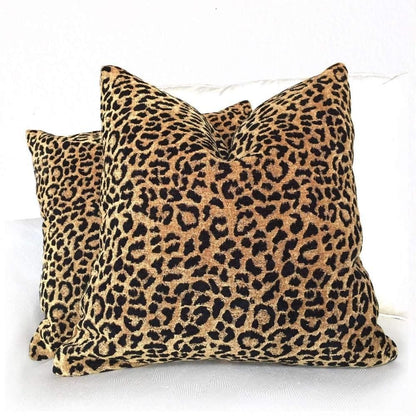 Classic Gold & Black Leopard Spots Chenille Pillow Cover - Aloriam