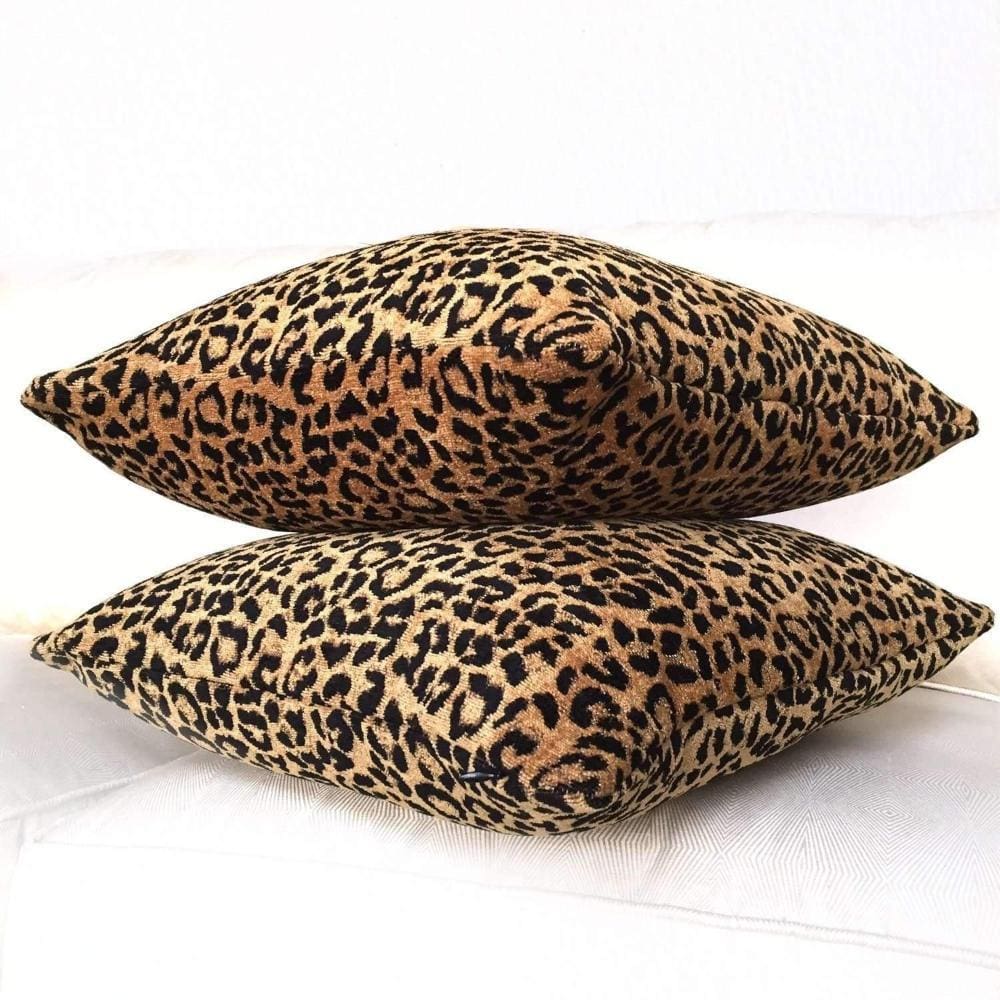 Classic Gold & Black Leopard Spots Chenille Pillow Cover - Aloriam