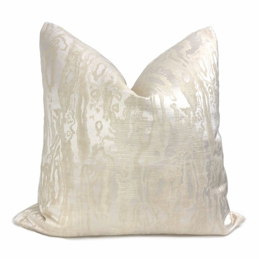 (CLEARANCE) Astrid Cream & Ivory Woodgrain Moire Pillow Cover - Aloriam