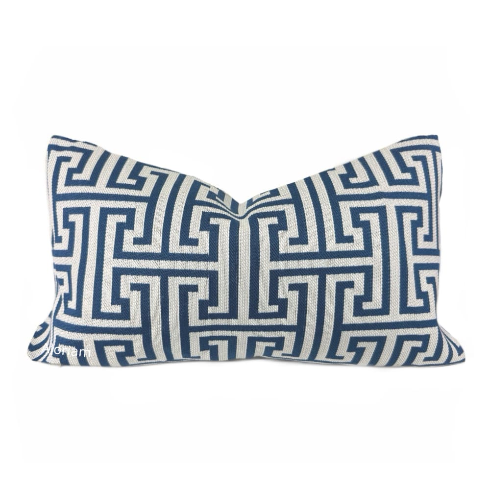 (CLEARANCE) Augustus Dark Blue Greek Key Geometric Pillow Cover - Aloriam