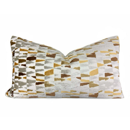 (CLEARANCE) Cyrus III Golden Brown Gray Cream Velvet Pillow Cover - Aloriam
