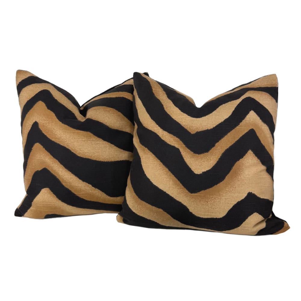 (CLEARANCE) Darrow Black Brown Tiger Stripe Pillow Cover - Aloriam
