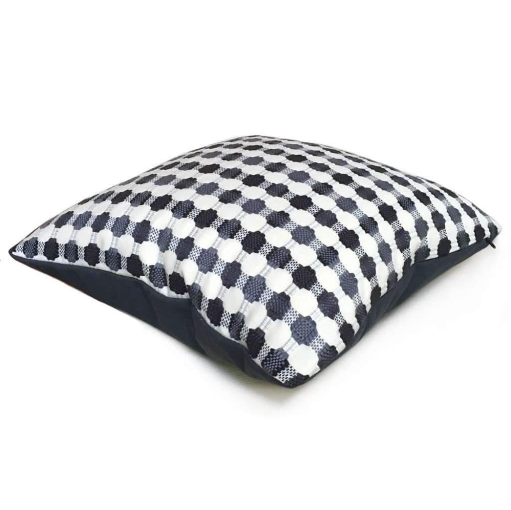 Designer Black Gray Cream Checks Geometric Texture Pillow Cover