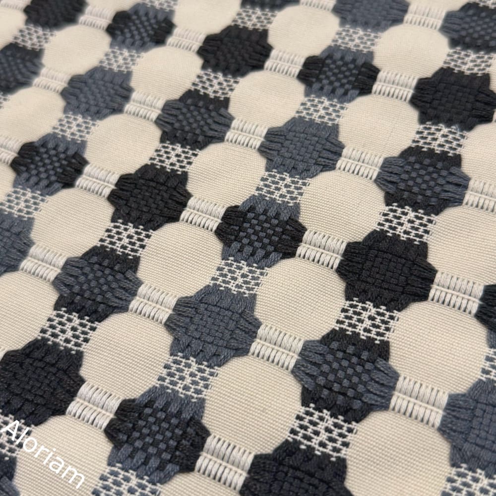 (CLEARANCE) Designer Black Gray Cream Checks Geometric Texture Pillow Cover - Aloriam