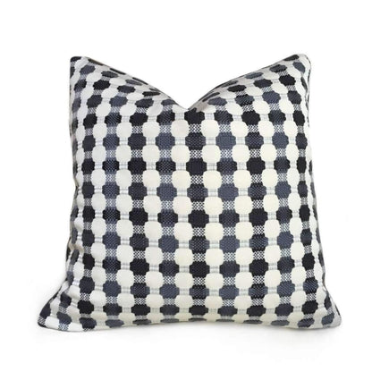 Designer Black Gray Cream Checks Geometric Texture Pillow Cover
