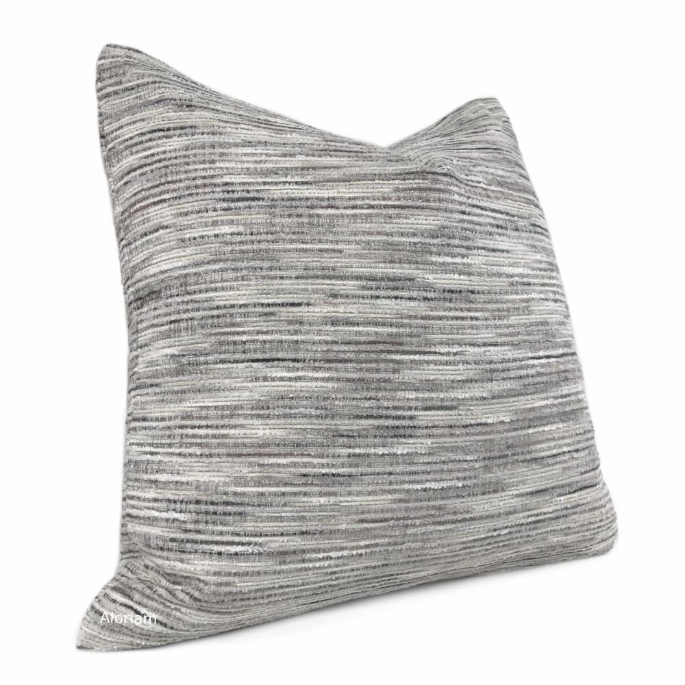 Erie Cream Gray Taupe Tonal Slub Chenille Pillow Cover - Aloriam