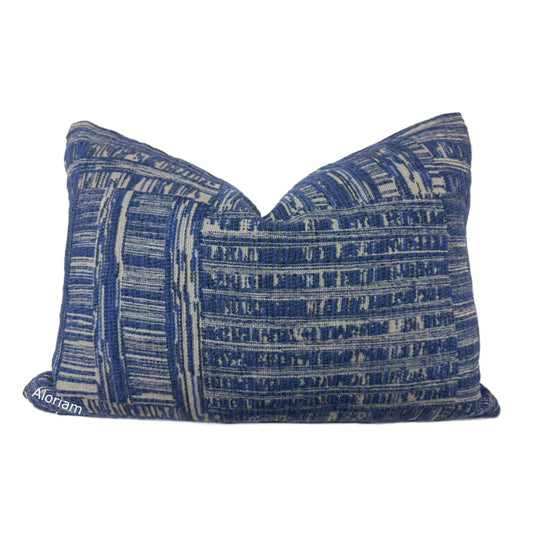 (CLEARANCE) Joplin Cobalt Blue Abstract Texture Chenille Pillow Cover Fits 14x20 insert (13.5x19 cover) / Pattern on 1 side Aloriam