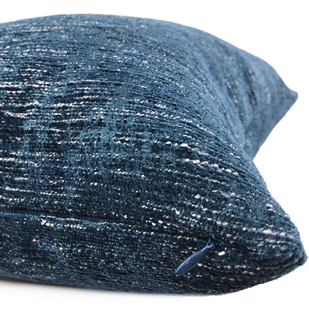 Knox Azure Blue Slub Textured Chenille Pillow Cover - Aloriam