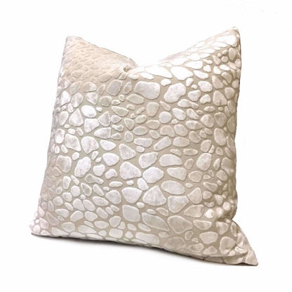 Malindi Cream Modern Animal Pebble Spot Velvet Throw Pillow Cushion 16x16 18x18 20x20 22x22
