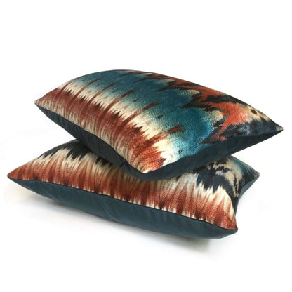 Meza Southwest Blue Rust Cream Velveteen Pillow Cover Cushion Pillow Case Euro Sham 16x16 18x18 20x20 22x22 24x24 26x26 28x28 Lumbar Pillow 12x18 12x20 12x24 14x20 16x26 by Aloriam