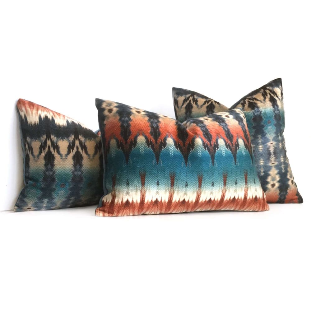 Meza Southwest Blue Rust Cream Velveteen Pillow Cover Cushion Pillow Case Euro Sham 16x16 18x18 20x20 22x22 24x24 26x26 28x28 Lumbar Pillow 12x18 12x20 12x24 14x20 16x26 by Aloriam