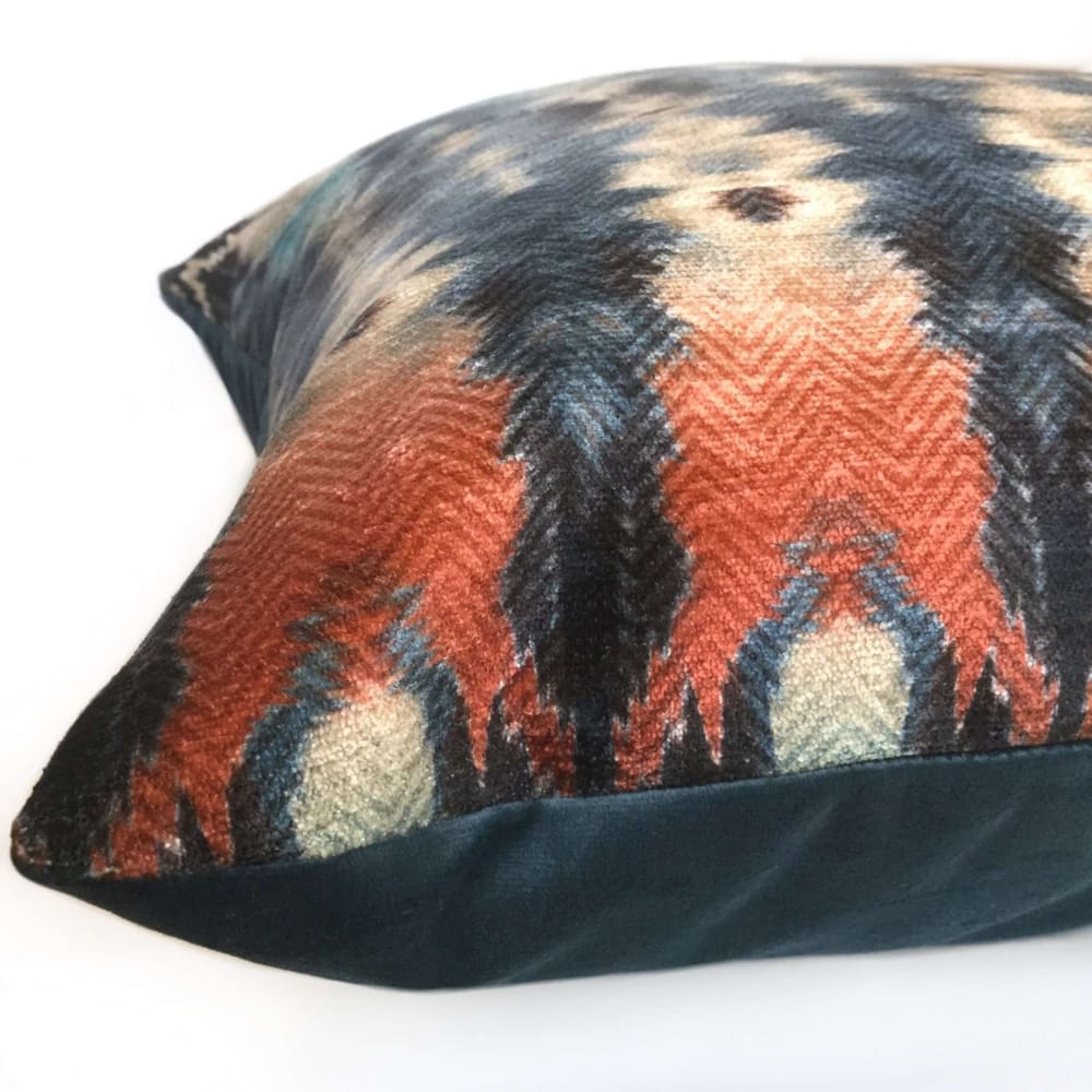 Meza Southwest Blue Rust Cream Velveteen Pillow Cover Cushion Pillow Case Euro Sham 16x16 18x18 20x20 22x22 24x24 26x26 28x28 Lumbar Pillow 12x18 12x20 12x24 14x20 16x26 by Aloriam
