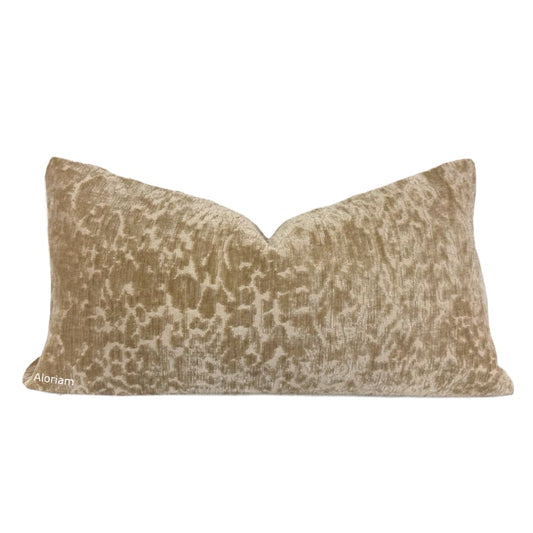 (CLEARANCE) Regis Driftwood Brown Leopard Textured Chenille Pillow Cover - Aloriam
