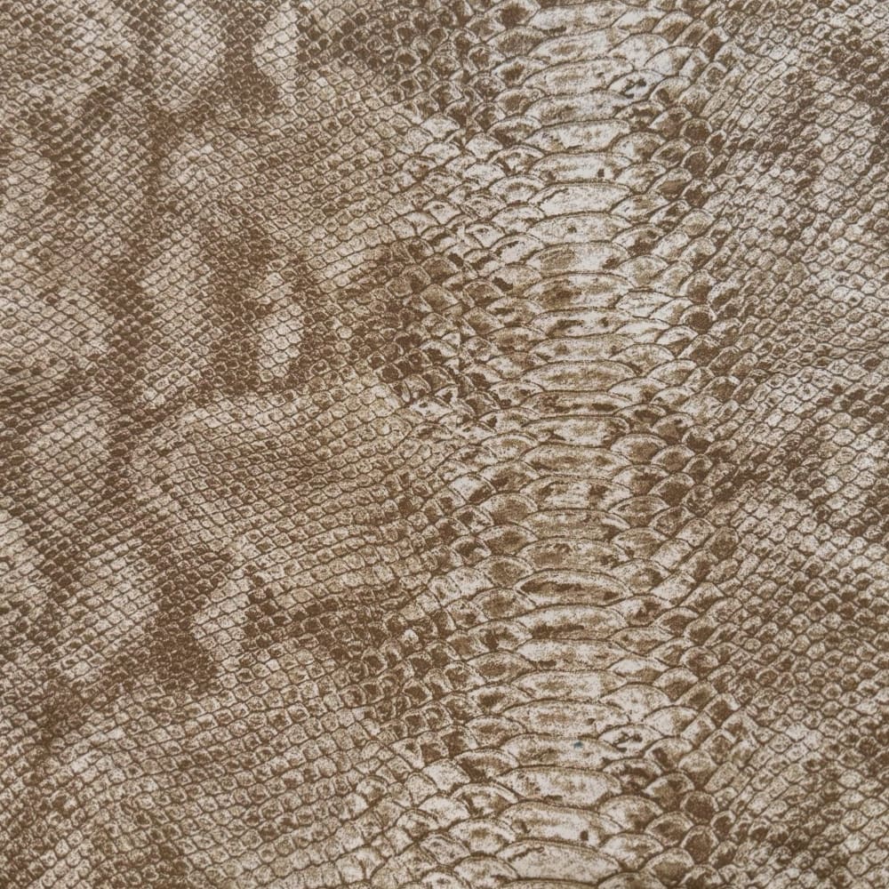 (CLEARANCE) Tan Brown Faux Snakeskin Reptile Cotton Print Pillow Cover - Aloriam