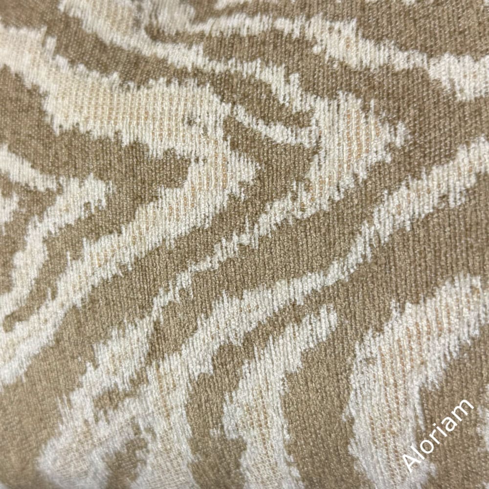 Cream & Sand Tiger Animal Stripe Pattern Chenille Pillow Cover - Aloriam