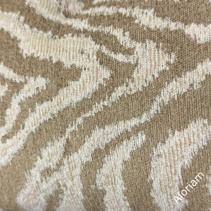 Cream & Sand Tiger Animal Stripe Pattern Chenille Pillow Cover - Aloriam